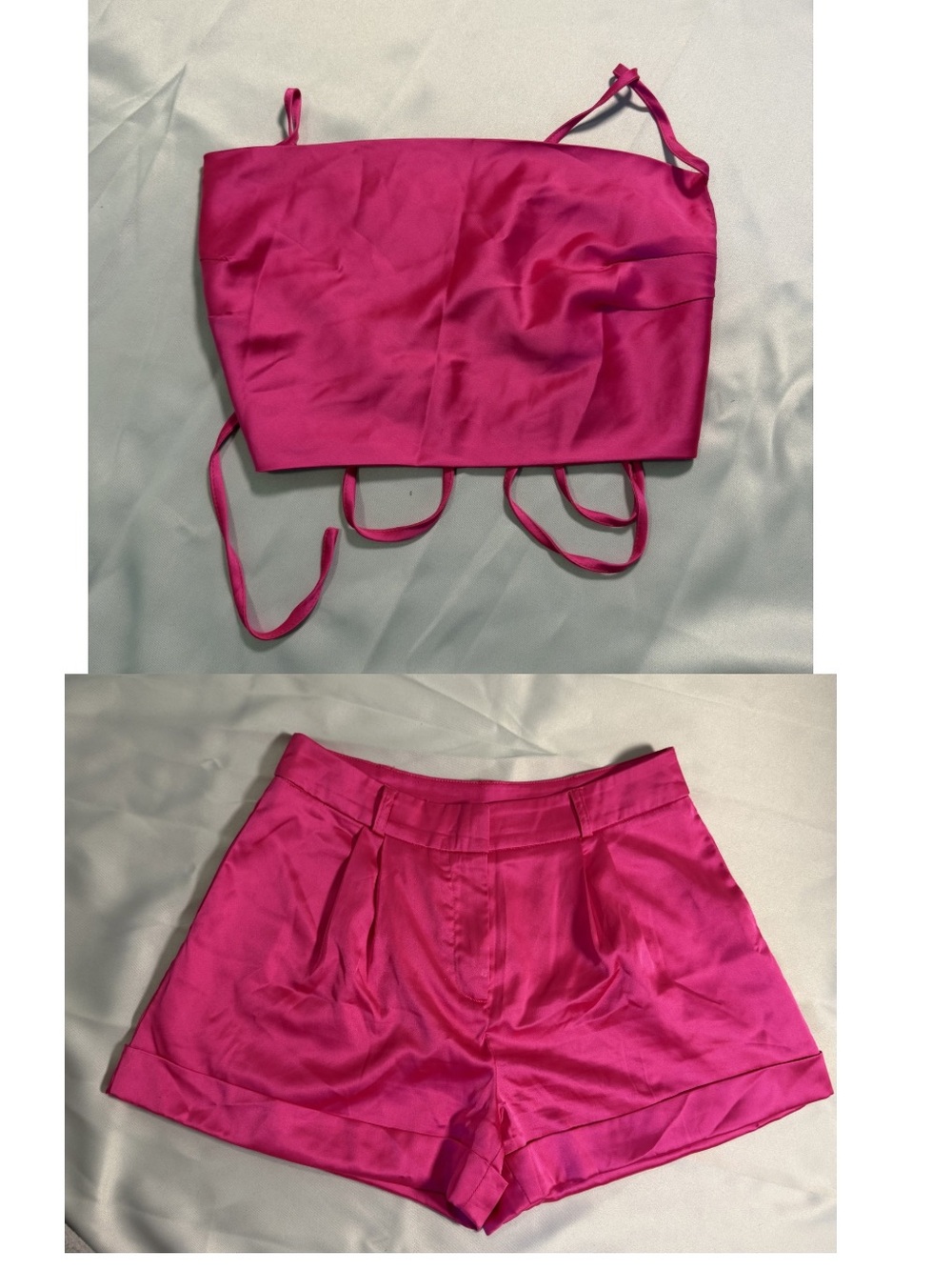 Hot Pink Matching Satin Set with Shorts SZ L
